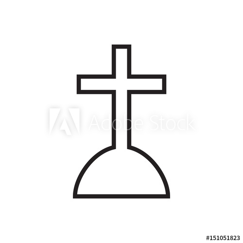 500x500 Halloween Grave Icon In Line Style Gravestone Vector Illustration