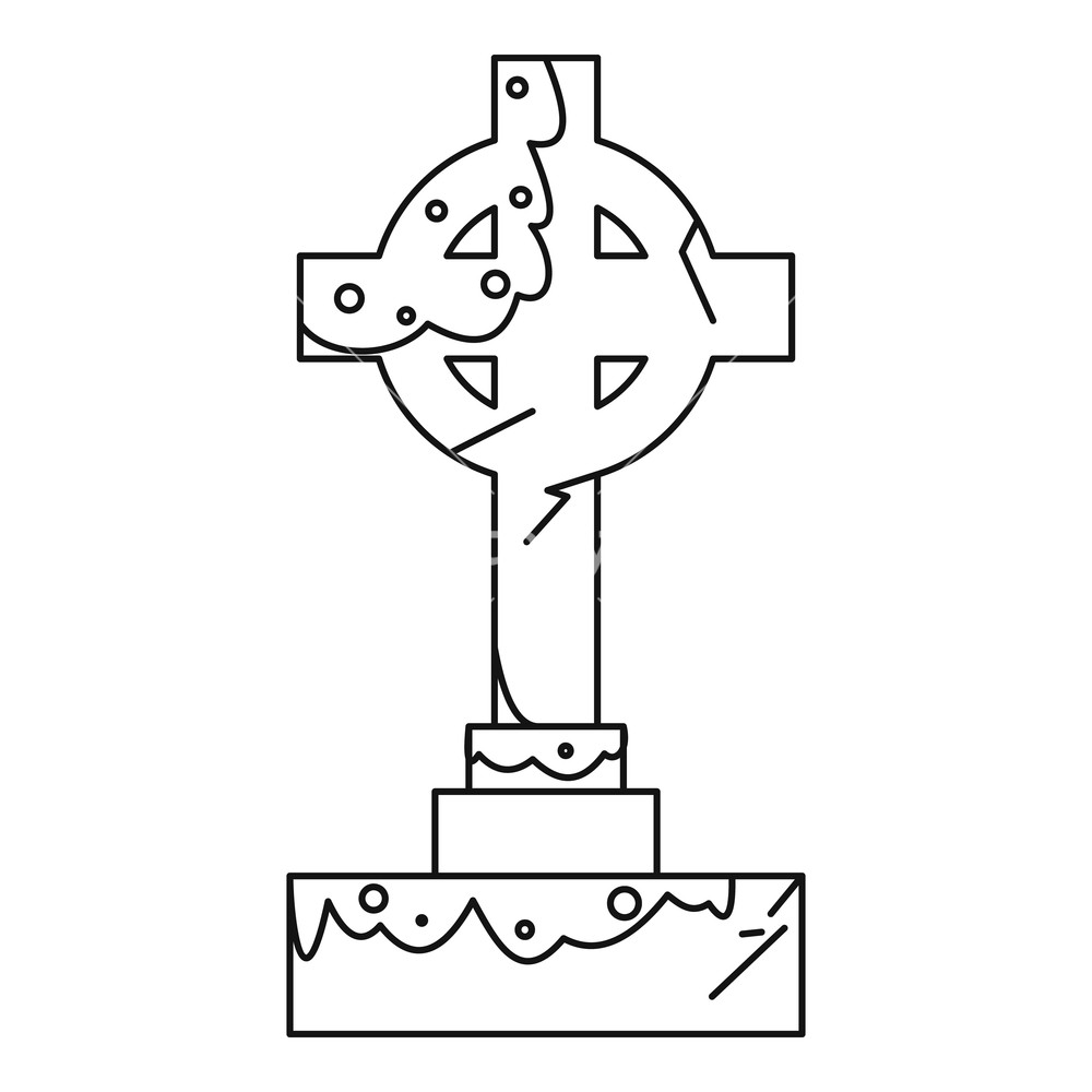 1000x1000 Celtic Cross Gravestone Icon Outline Illustration Of Celtic Cross
