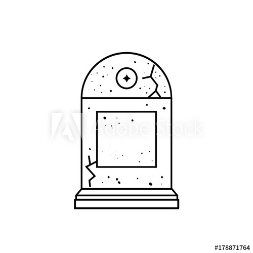 500x500 Gravestone Icon With Texture, Cracks And Blank For Text In Line