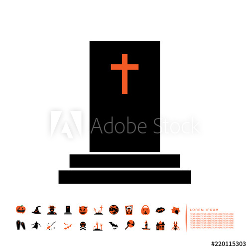 500x500 Horror Graveyard Icon Flat Design
