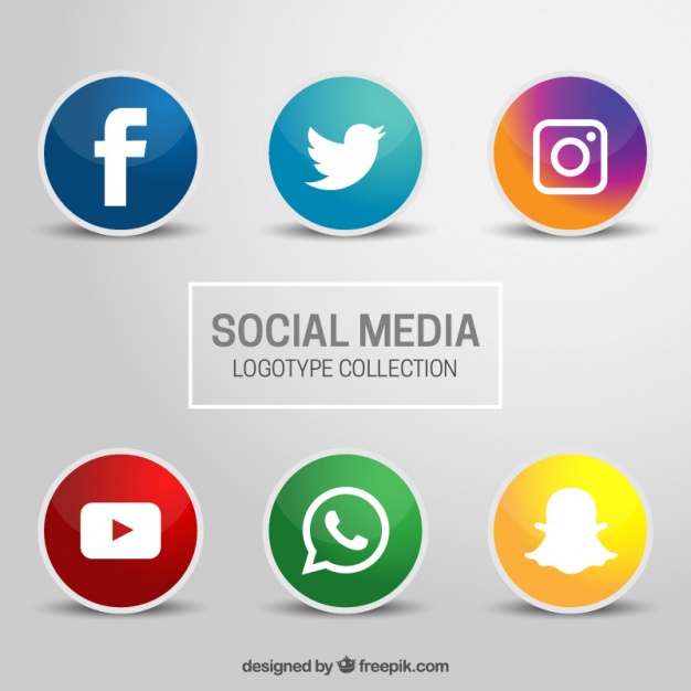 626x626 Six Icons For Social Networks On A Gray Background Vector Free