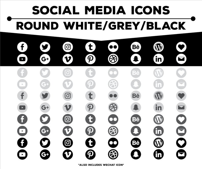 Social Media Icons Round Whitegraylack Icon Pack Png Etsy 794x666 Social Media Icons Round Whitegraylack Icon Pack Png Etsy