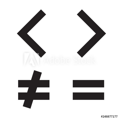 500x500 Basic Mathematical Symbols Equal Greater Than Icon On White