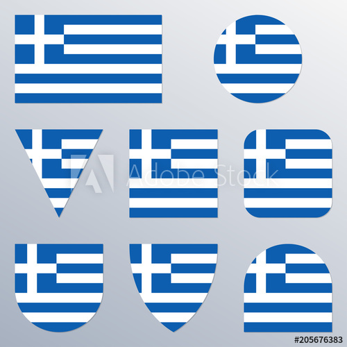 500x500 Greece Flag Icon Set Greek Flag Button Or Badge In Different