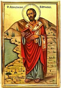 209x300 Beautiful Vintage Greek Icon Saint Barnabas Original Oil On Wood