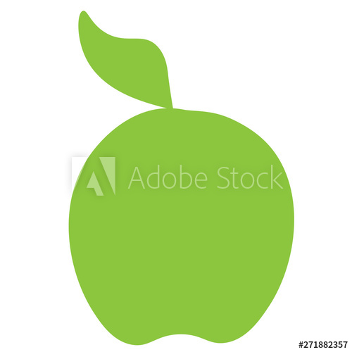 500x500 Green Apple Icon Line Drawing