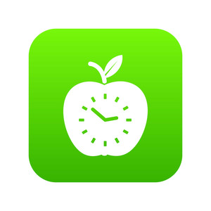 300x300 Time Apple Icon Green Vector Isolated On White Background Royalty