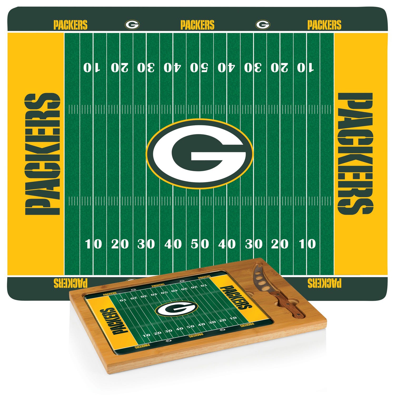 1500x1500 Nfl Green Bay Packers Icon Cutting Board Tray Knife Set Pier