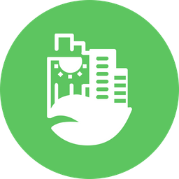 256x256 Green, Building, Smart, City, Energy, Light, Development Icon