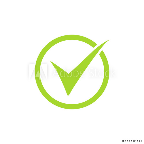 500x500 Tick Icon Vector Symbol, Green Checkmark Isolated On White
