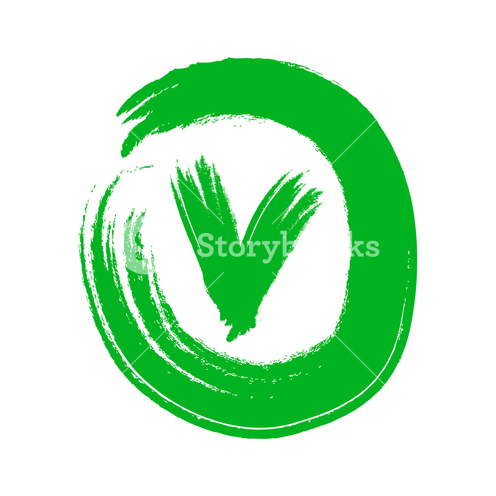 1000x1000 Hand Drawn Green Check Mark Icon In A Circle Isolated Vector