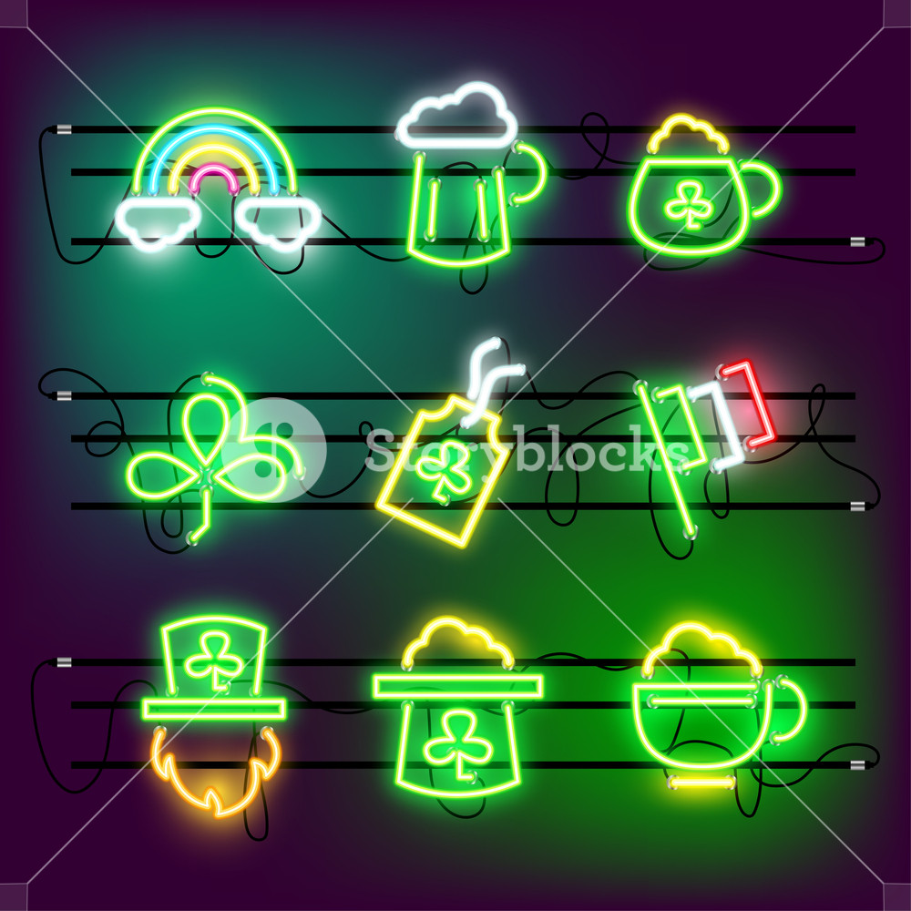 1000x1000 Gold Coins Pot Red Beard Rainbow Hat St Partricks Day Icon Set