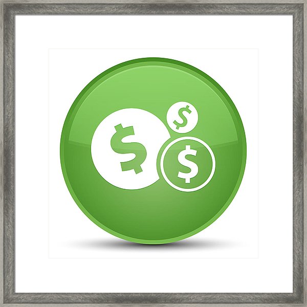 600x600 Finances Dollar Sign Icon Special Soft Green Round Button Framed