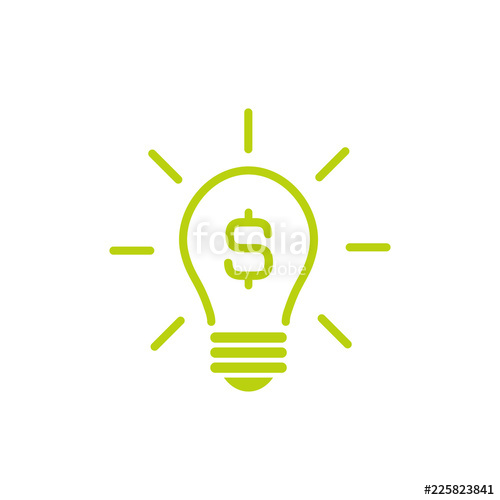 500x500 Green Bulb With Rays And Dollar Sign Flat Icon Isolated On White