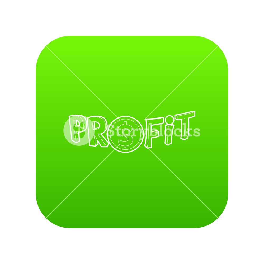1000x1000 Profit Word With A Dollar Sign Icon Green Vector Isolated On White