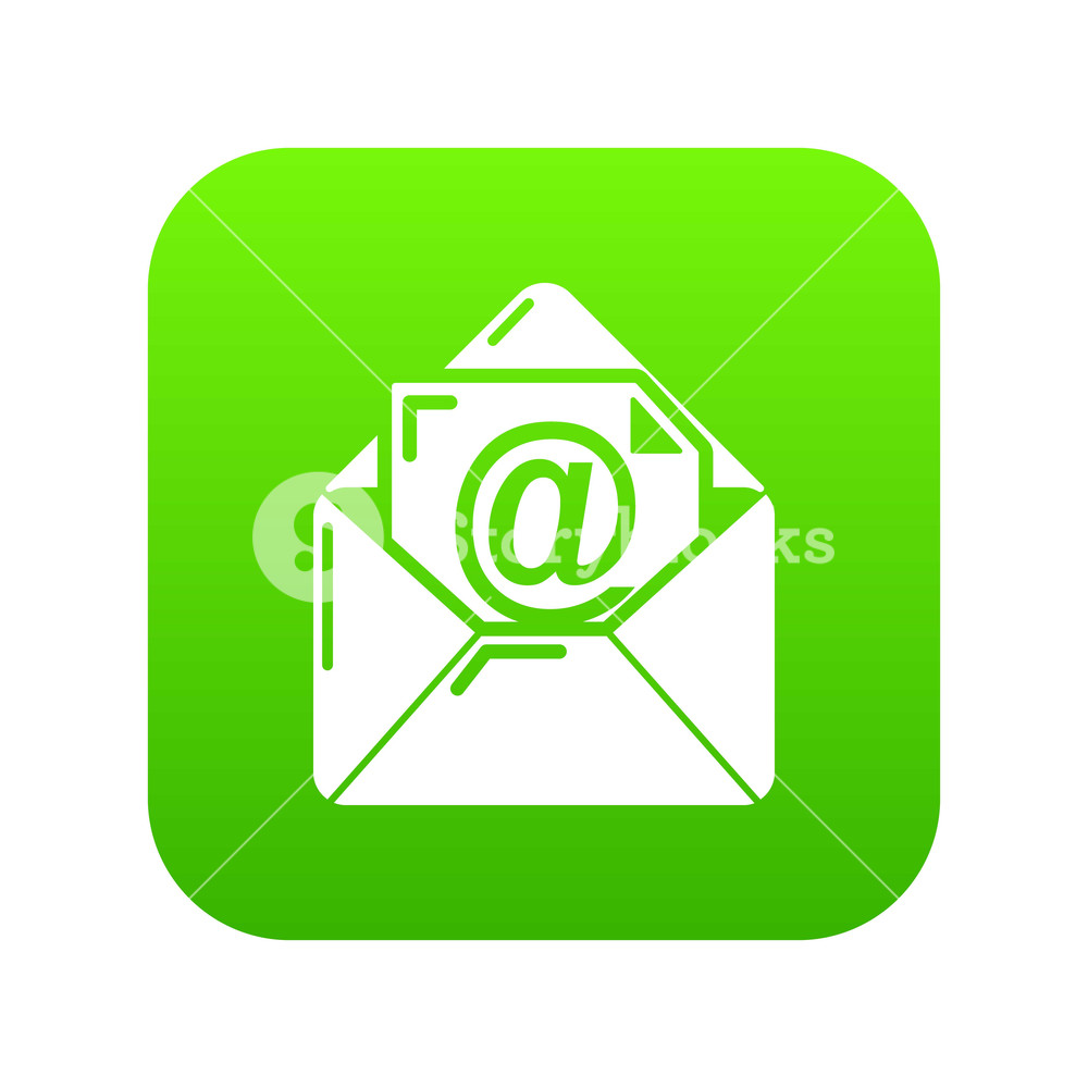 1000x1000 Email Icon Green Isolated On White Background Royalty Free Stock