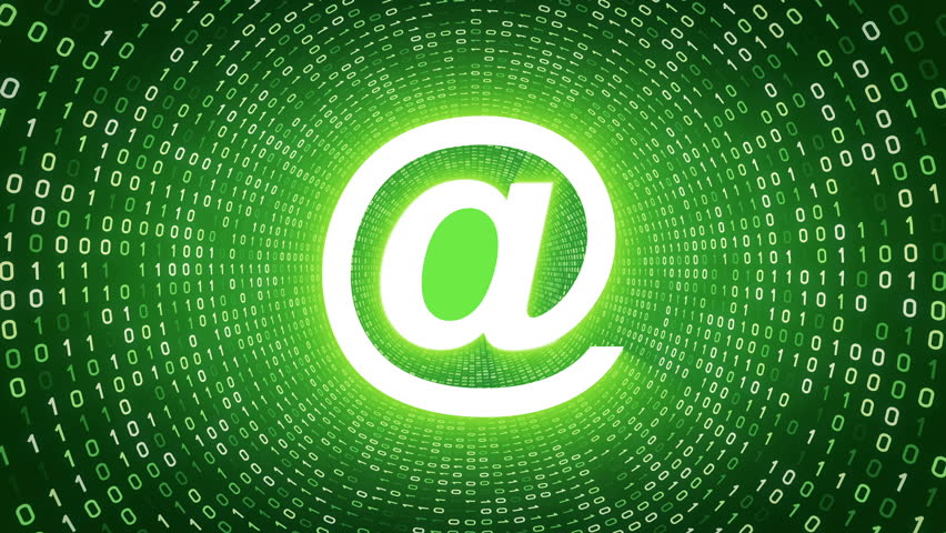 852x480 Email Icon Form White Binary Tunnel On Green