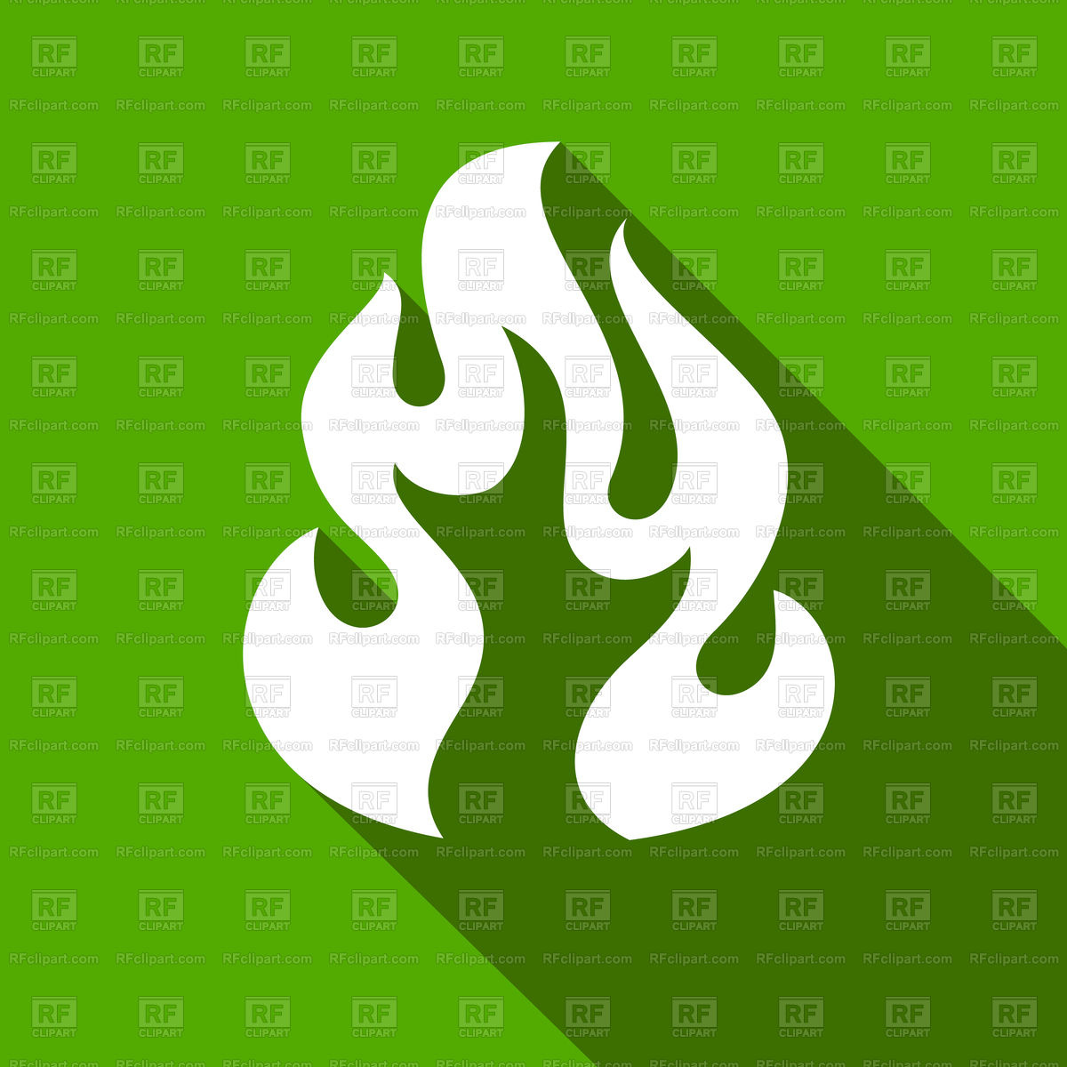 1200x1200 Fire Flames Icon With Shadow On Green Background Vector Image