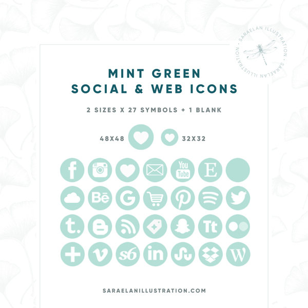 600x600 Social Media And Web Icons Mint Green