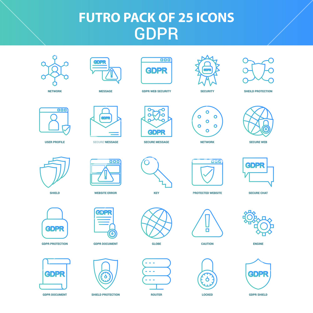 1000x1000 Green And Blue Futuro Gdpr Icon Pack Royalty Free Stock Image
