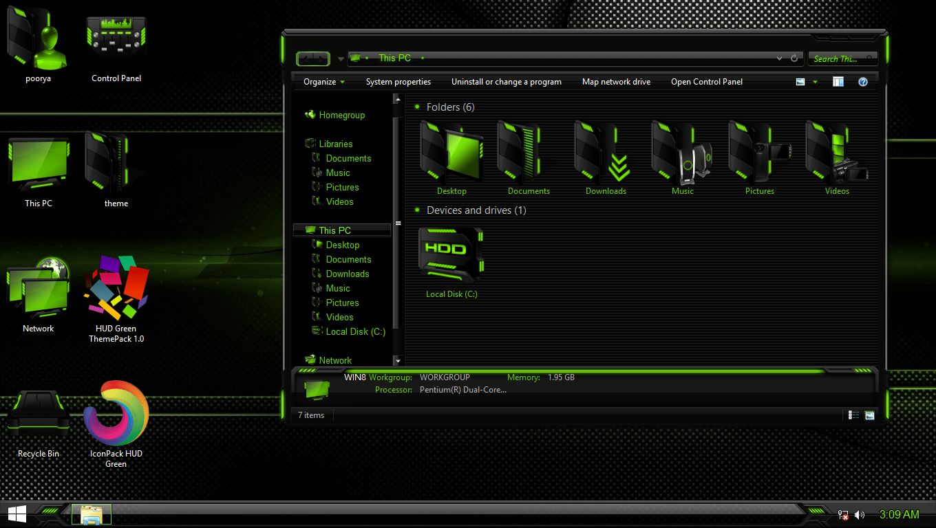 1360x768 Hud Green Iconpack