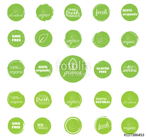500x475 Organic, Vegetarian, All Natural, Vegan, Fresh Food Labels Green