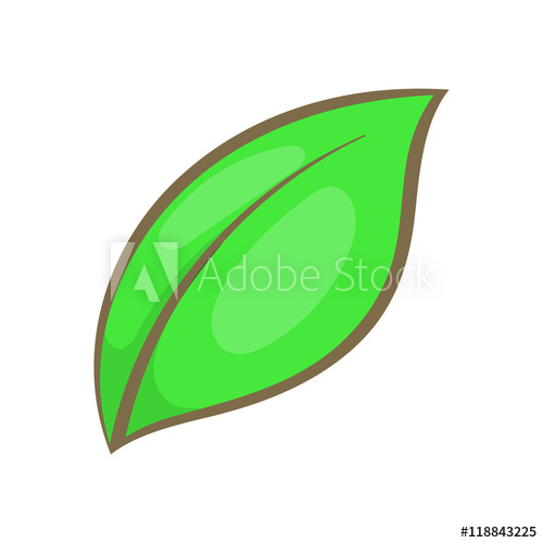 500x500 Green Leaf Icon In Cartoon Style Isolated On White Background