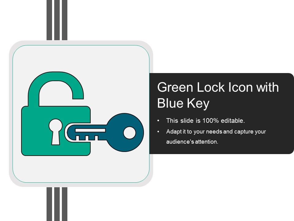 960x720 Green Lock Icon With Blue Key Powerpoint Presentation Sample