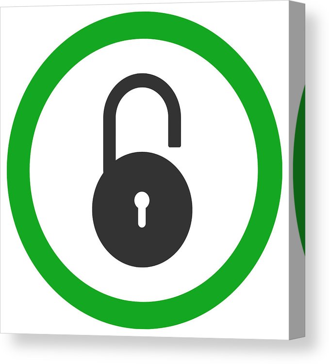 678x750 Open Round Lock Icon In Green Circle Vector Sign Canvas Print