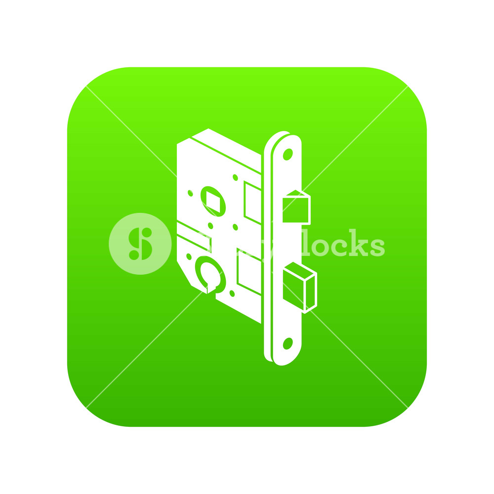 1000x1000 Standard Door Lock Icon Green Vector Isolated On White Background