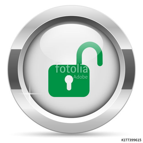 500x500 Lock Icon White Metal Internet Button Glass With Green Icon