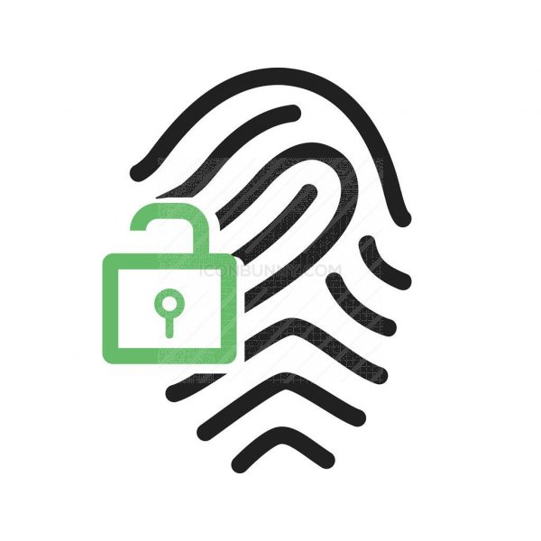 600x600 Fingerprint Lock Line Green Black Icon