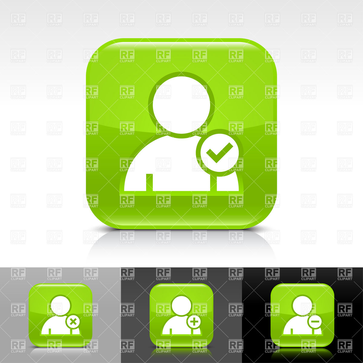 1200x1200 Green Push Button With User Plus Icon Vector Image Of Signs