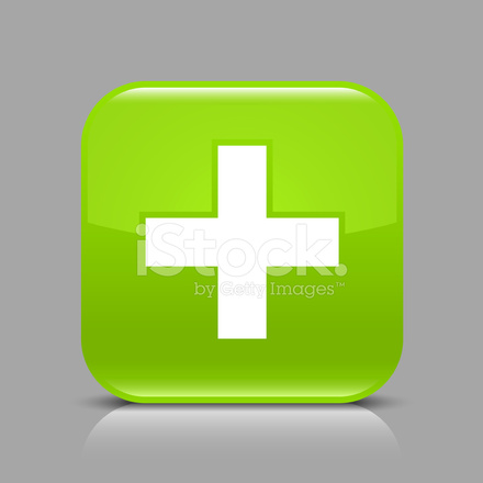 440x440 Green Icon Plus Sign Glossy Square Web Internet Button Stock
