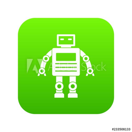500x500 Robot Icon Digital Green For Any Design Isolated On White Vector