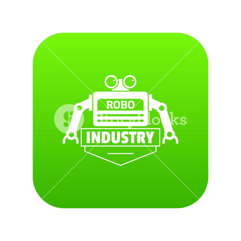 1000x1000 Robot Icon Green Vector Isolated On White Background Royalty Free