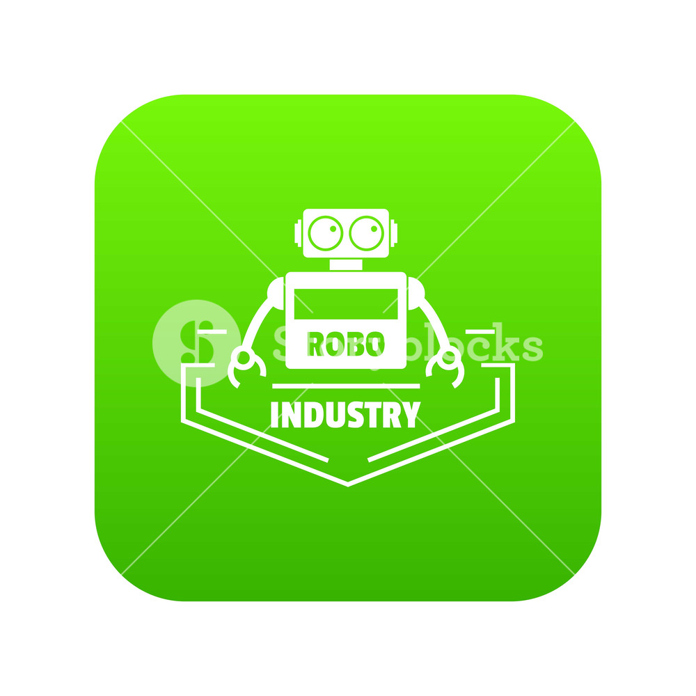 1000x1000 Robot Industry Icon Green Vector Isolated On White Background