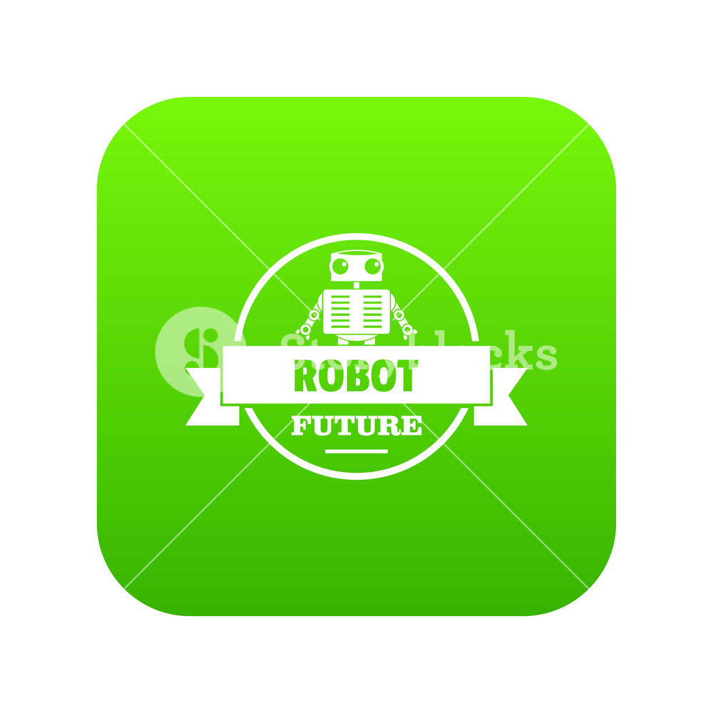 1000x1000 Robot Tech Icon Green Vector Isolated On White Background Royalty