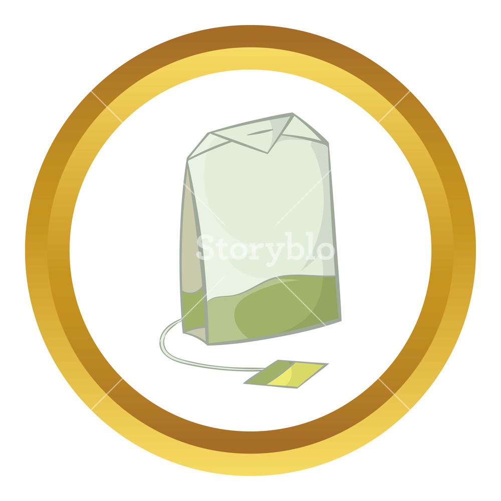 Teabag Of Green Tea Icon In Golden Circle, Cartoon Style Isolated 1000x1000 Teabag Of Green Tea Icon In Golden Circle, Cartoon Style Isolated