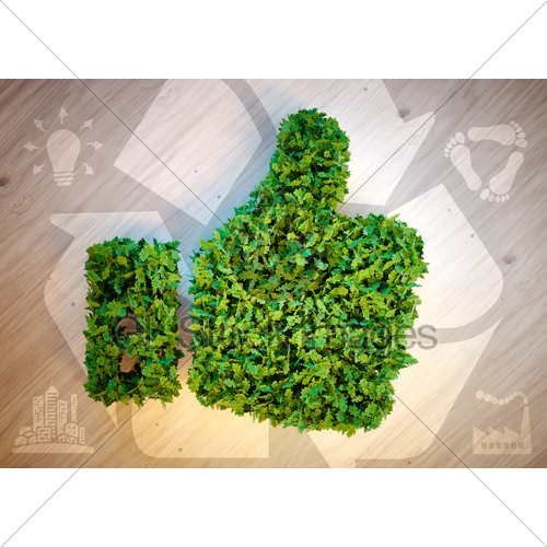500x500 Green Thumbs Up With Eco Icons Gl Stock Images