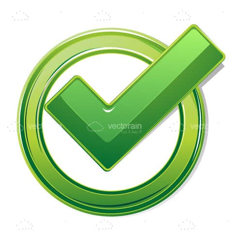 500x500 Glossy Green Tick Mark Icon