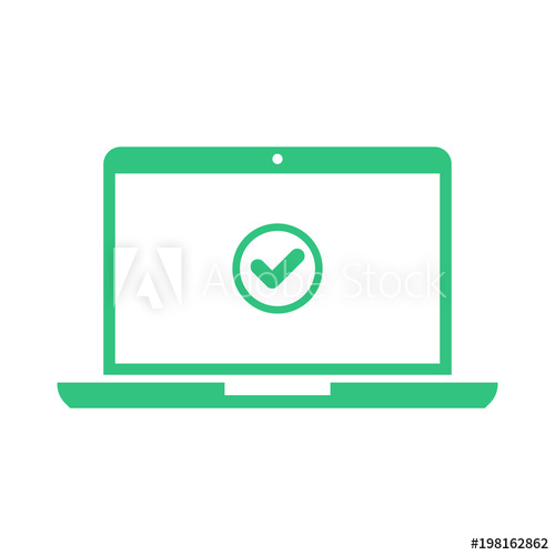 500x500 Laptop And Check Mark Notebook And Round Green Tick Icon