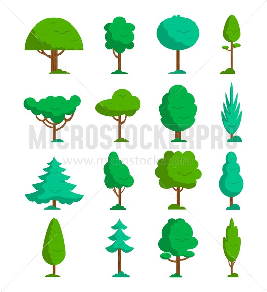 549x600 Set Of Summer Trees With Different Leaves And Shapes Green Trees