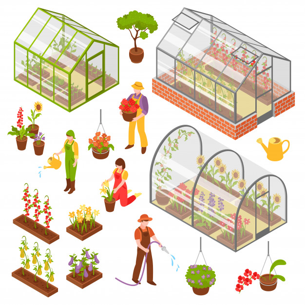 626x626 Isometric Greenhouse Icon Set Vector Free Download