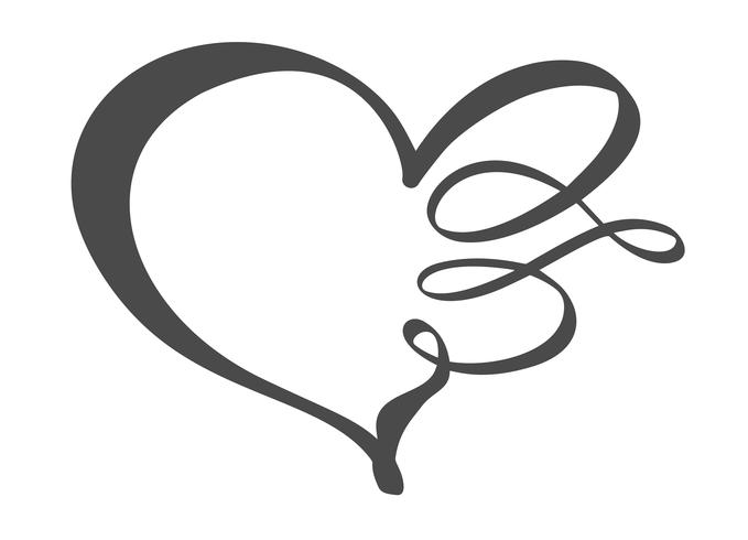 679x490 Hand Drawn Heart Love Sign Romantic Calligraphy Vector