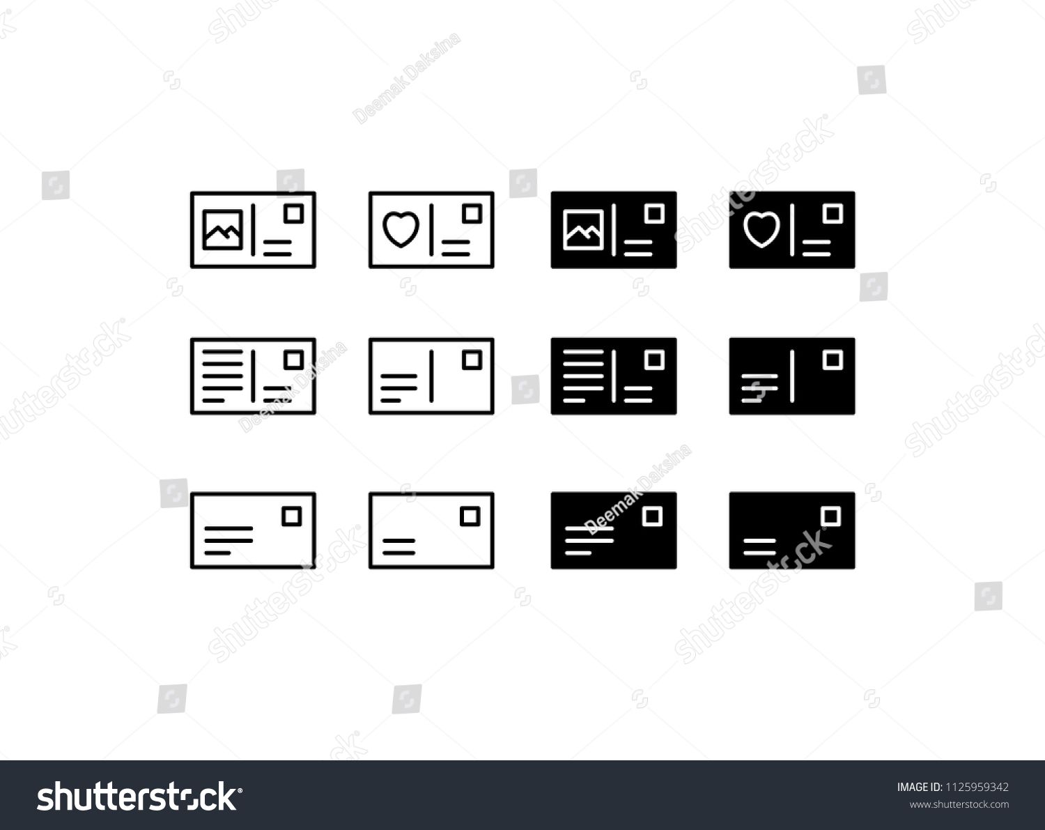 1500x1191 Postcard Icon Set Postcard, Card, Template, Mail, Invitation