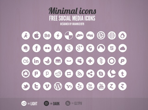 626x464 Minimal Grey Social Media Icons Rounded Free Download