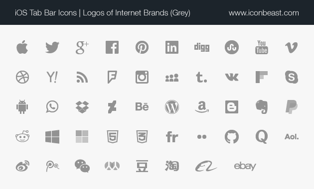 630x380 Social Media And Internet Brand Logos Line Icons Ios Tab Bar Icons