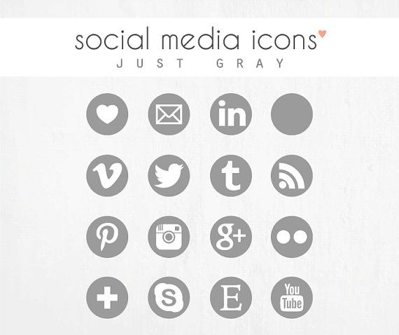 570x478 Social Media Icons Pin It Button Just Grey