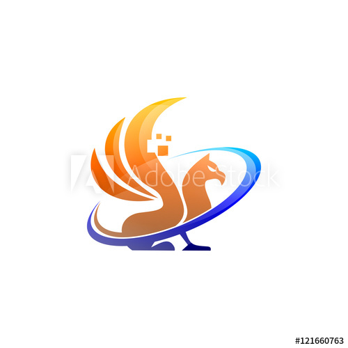 500x500 Gryphon Griffin Tech Logo Vector Image Icon